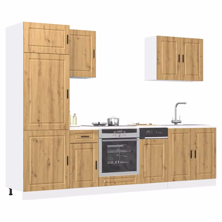 Set di mobili da cucina moderno vidaXL Kalmar composto da 7 pezzi in colore marrone con finitura opaca L/P/H: 207 x 60 x 57 cm