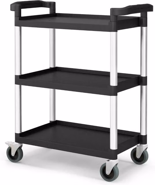 Carrello a 3 livelli lotto di 1 80 x 41 x 97 cm capacità 225kg design moderno finitura nera in alluminio PP 20_0011398