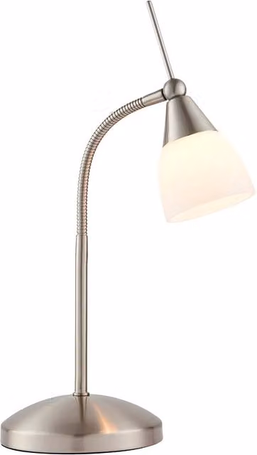 Lampada da tavolo industriale Endon in metallo e vetro cromato con tecnologia LED touch e regolabile dimmerabile per ufficio e camera da letto