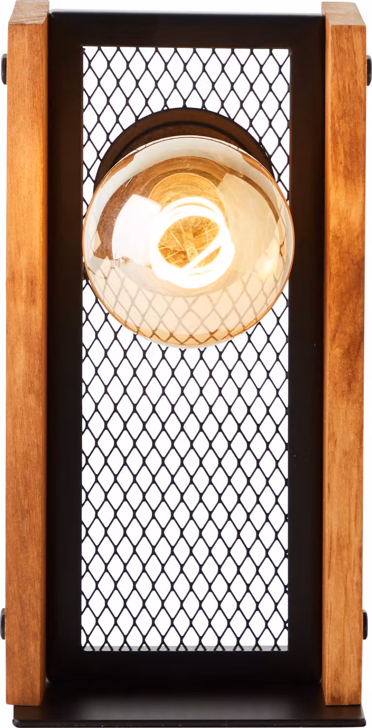 BRILLANTE Lampada da tavolo Calandra nero/legno 93121/76