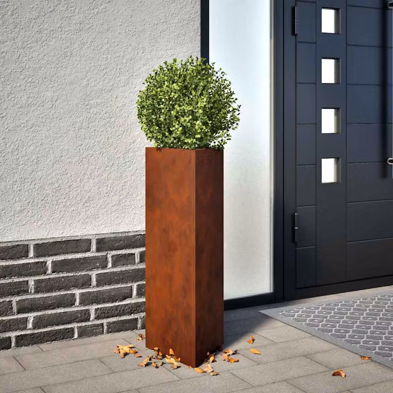 Fioriera da giardino vidaXL in acciaio color marrone L: 30 cm, P: 26 cm, H: 75 cm