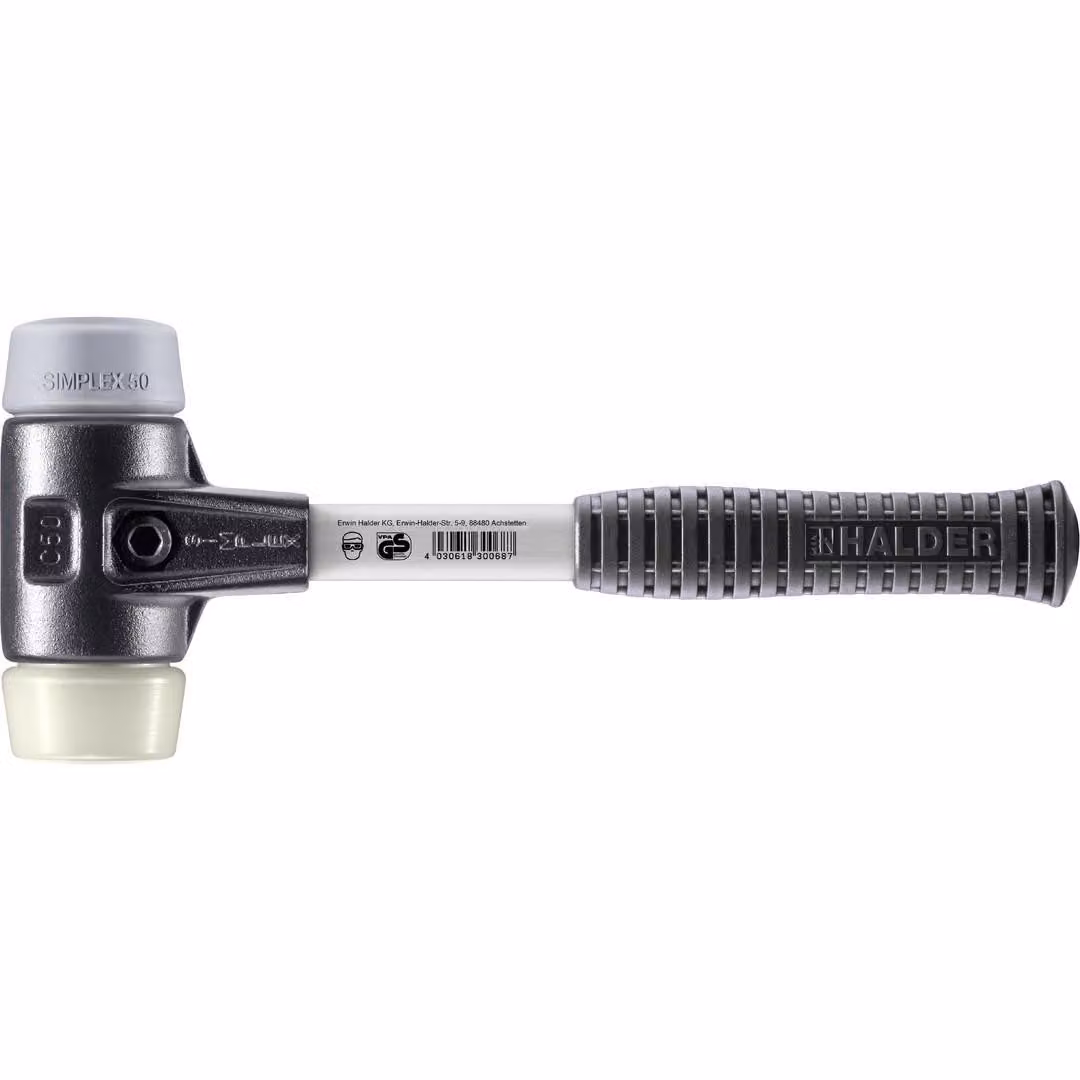 Mazza SIMPLEX soft-face con alloggiamento in TE rinforzato e impugnatura in fibra di vetro, Ø 50, TPE-mid / nylon