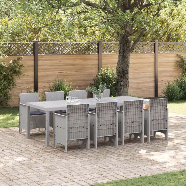 vidaXL Set da Pranzo per Giardino e Terrazzo in Polyrattan Bianco 9 Pezzi