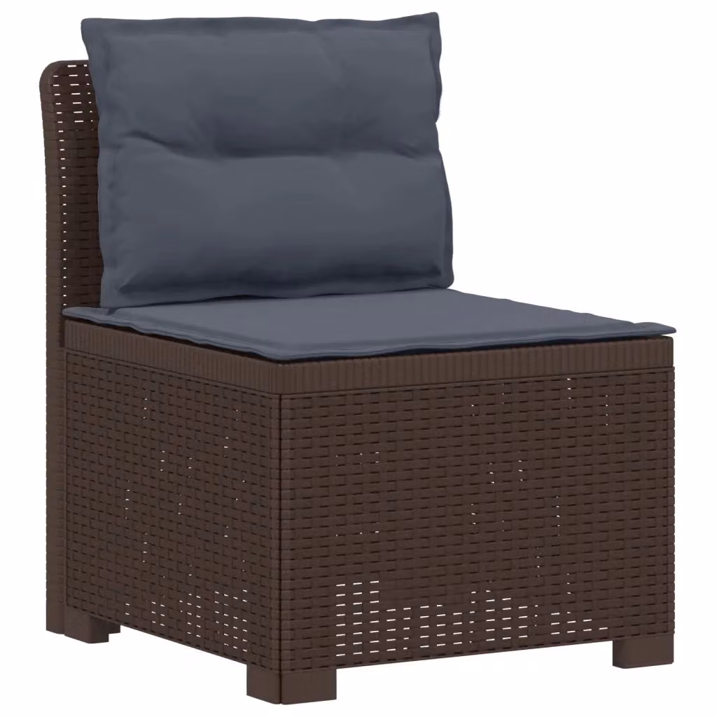 Divano da giardino a 1 posto con cuscini in design moderno effetto rattan color marrone e grigio per esterno, balcone o terrazzo – 2