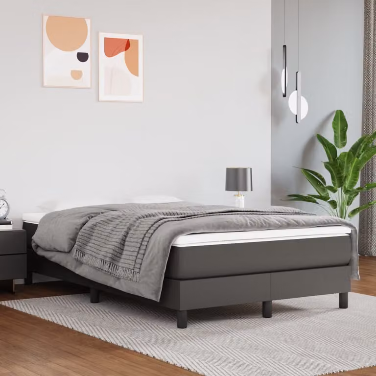 The Living Store Materasso a molle insacchettate grigio 120x200x20 cm in Pelle finta