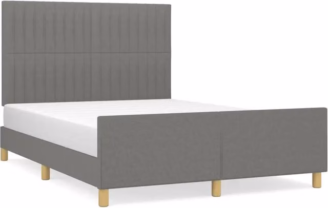 Letto matrimoniale | Letto per adulti | Giroletto senza Materasso Grigio Scuro 140x190 cm Tessuto