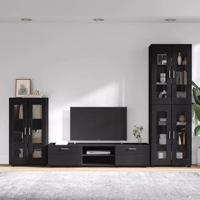Set mobile TV FLORIN 3 pz Nero Legno ingegnerizzato 3397955