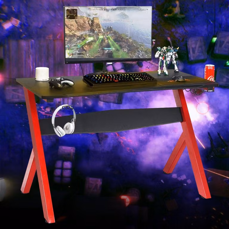 Tavolo da gioco Tavolo da gioco per computer con supporto per tazza e cuffie e tappetino per mouse per la sala giochi dell'home office