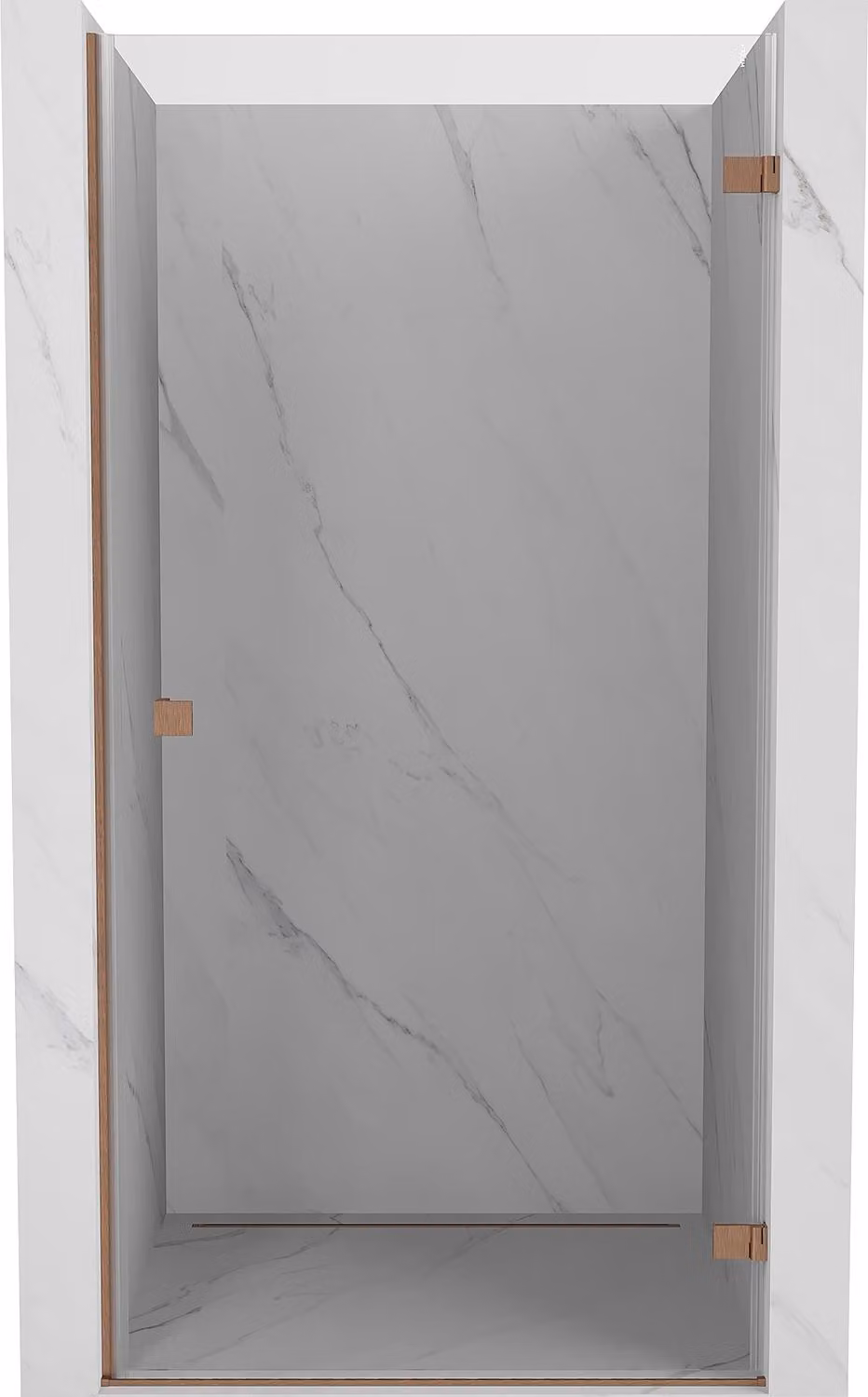 Mexen Lunar-B porta doccia a battente destra 80 cm, trasparente, rame spazzolato - 832-080-000-65-00-P
