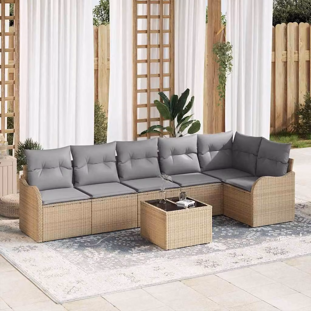 Maison Exclusive - Set Divano da Giardino con cuscino 7 pcs Nero Poly Rattan