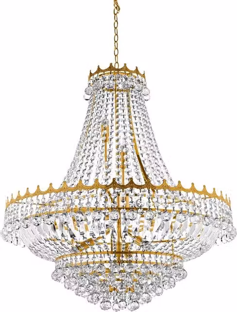 Lampadario Classico Versailles SEARCHLIGHT in Acciaio Oro e Cristallo con 13 Luci E14