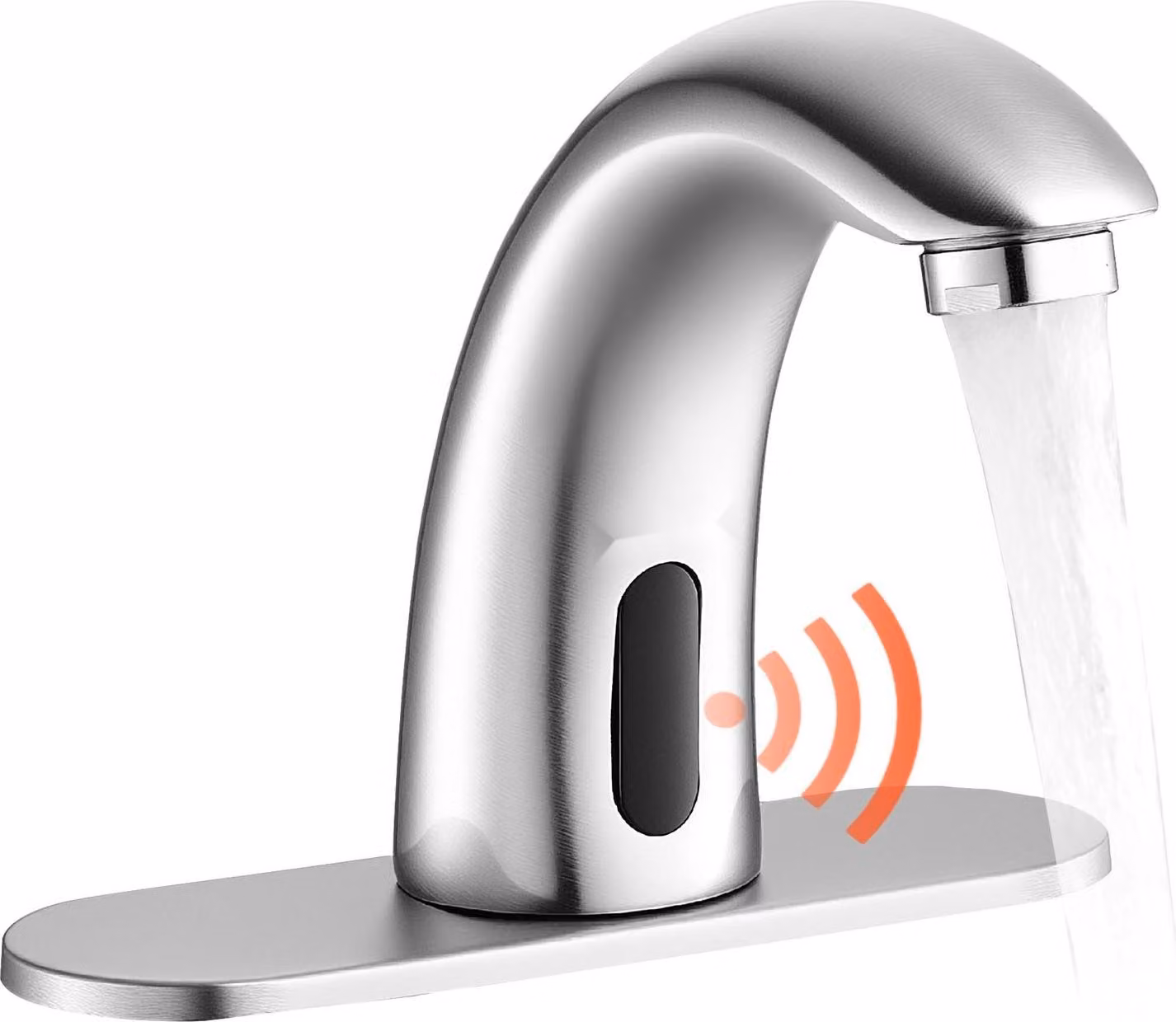 Rubinetto touchless - Miscelatore automatico per lavabo - Sensore a infrarossi - Senza mani - Funzionamento a batteria - Temperatura calda/fredda regolabile - Nickel spazzolato
