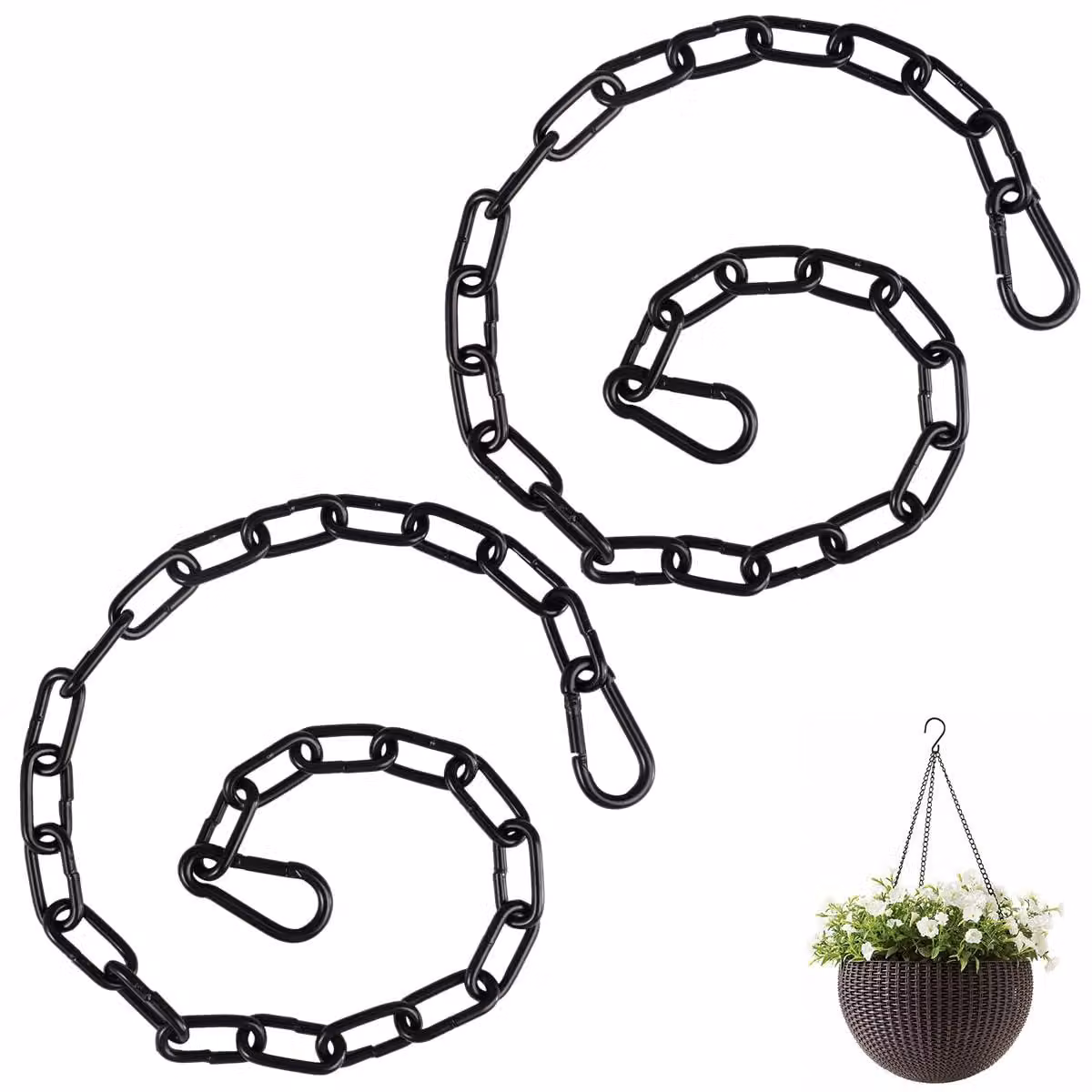 Confezione da 2 catene in acciaio inossidabile, lunghezza 50 cm, con gancio a scatto, diametro 3 mm