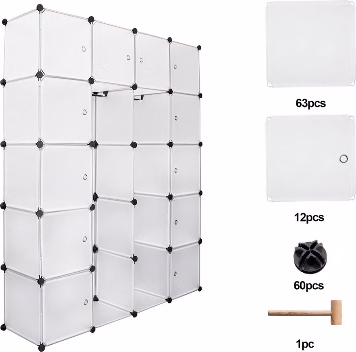 Jopassy Armadio Armadi per bambini Scaffale per bagno Scaffale per scarpe Fai da te Armadio per stalle 20 cubi Bianco
