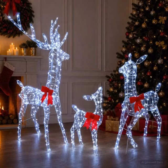 Famiglia di renne natalizie LED 700 LED Bianco freddo 42049472
