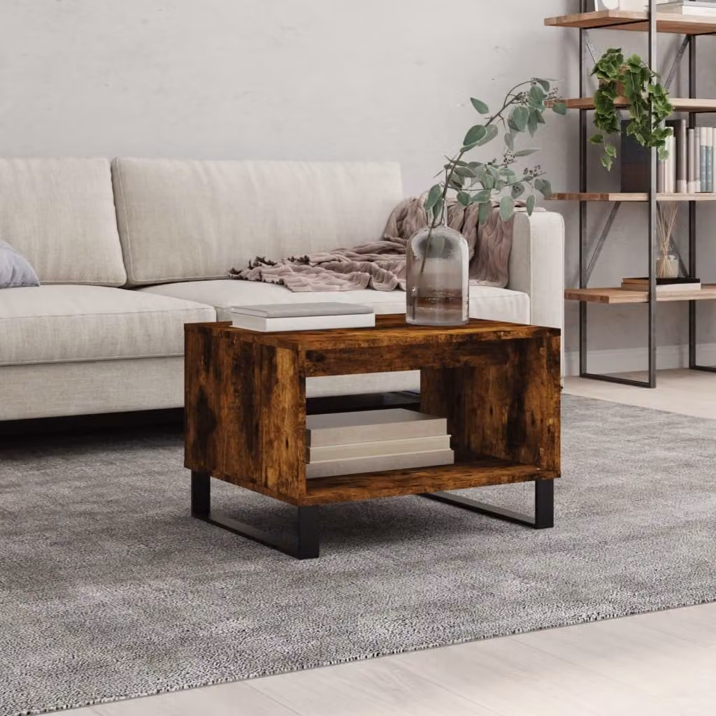 The Living Store tavolino in rovere fumé 60x50x40 cm materiale a base di legno