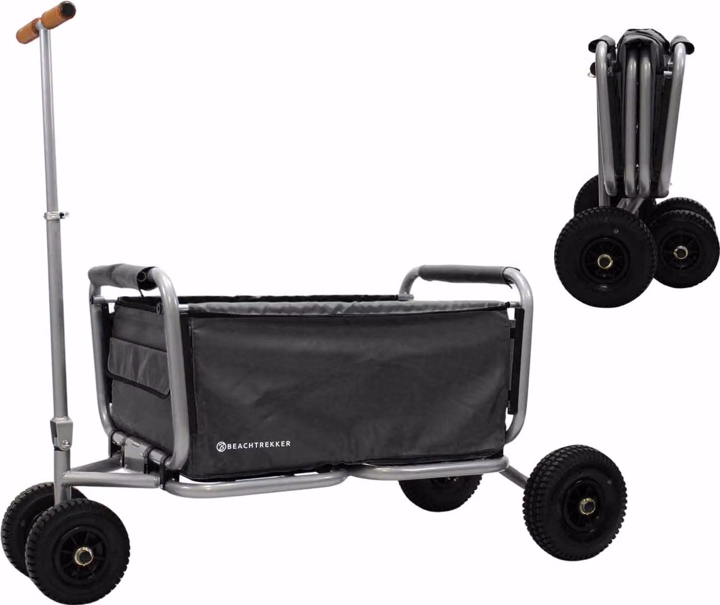 Beachtrekker carrello pieghevole Life con freno di stazionamento integrato nero e pneumatici