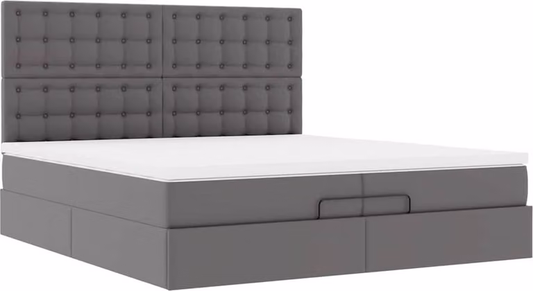 Struttura Letto Pouf con Materassi Grigio 200x200 cm Pelle finta