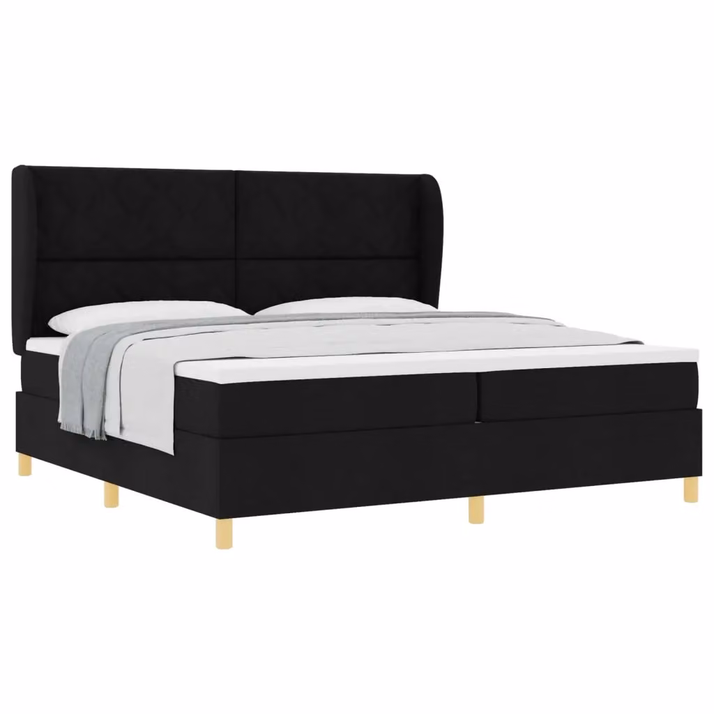 Letto ibrido con testiera vidaXL in tessuto nero L/P/H: 200 x 200 x 28 cm – 2