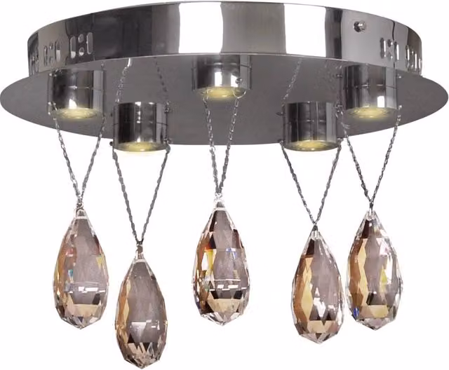 Plafoniera LED Candellux Prisma cromata e cristallo, diametro 34 cm