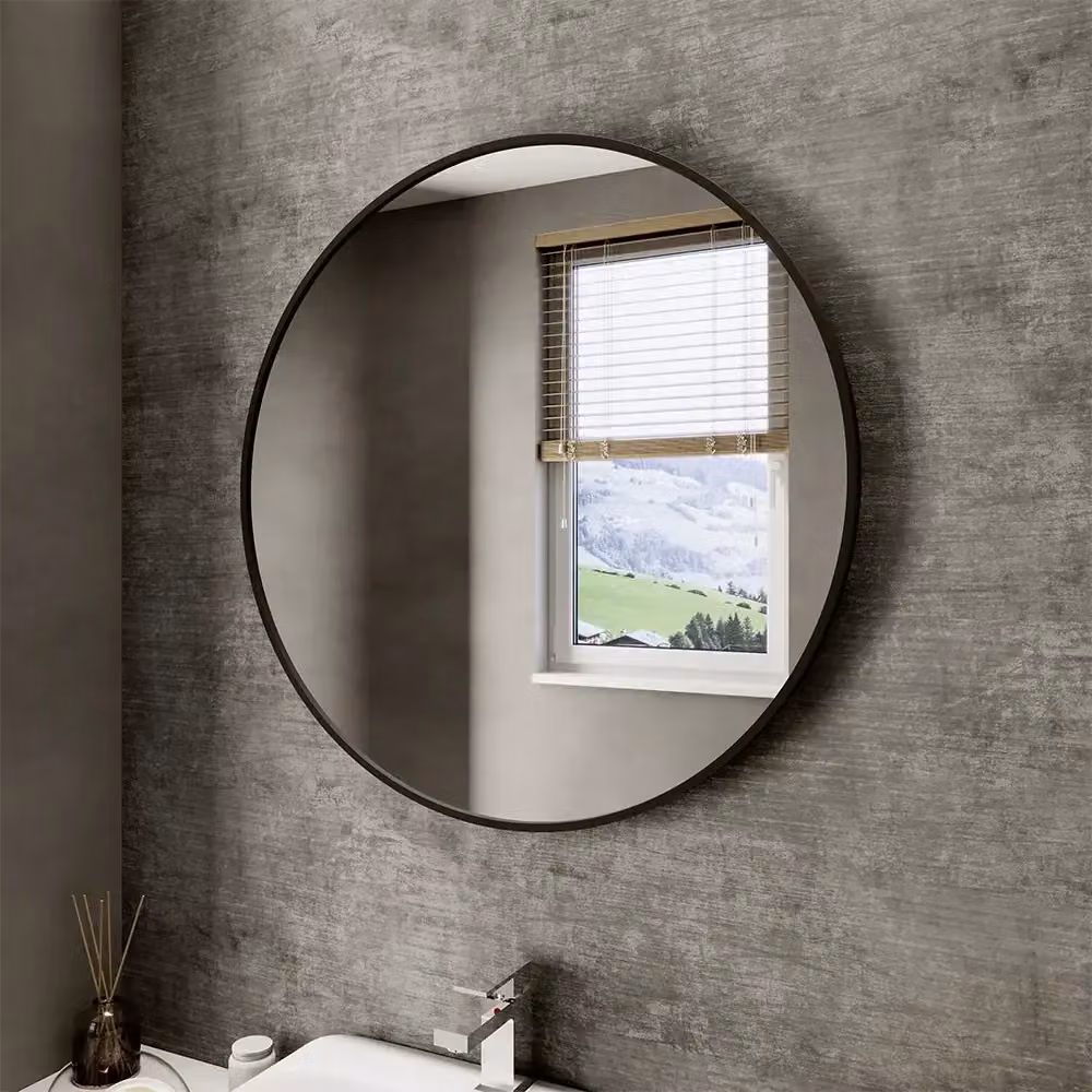 Specchio tondo Parama con cornice nero opaco, Diametro: 100 cm – 2
