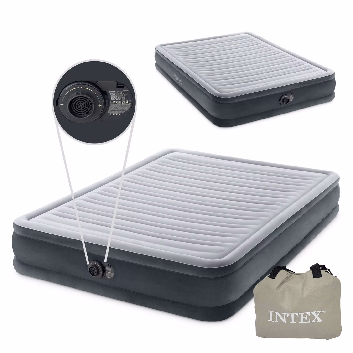 Materasso gonfiabile per letto matrimoniale 203x152 cm con pompa INTEX 67770ND