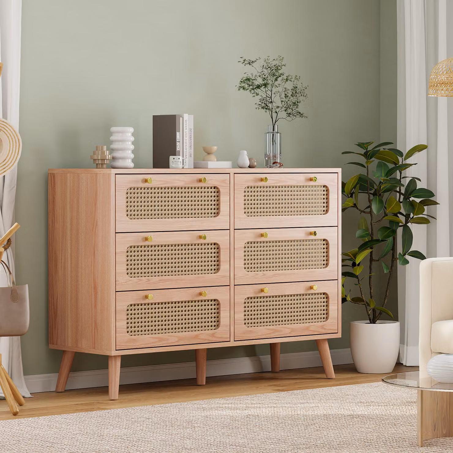 Cassettiera ProximaX in vimini rattan 6 cassetti