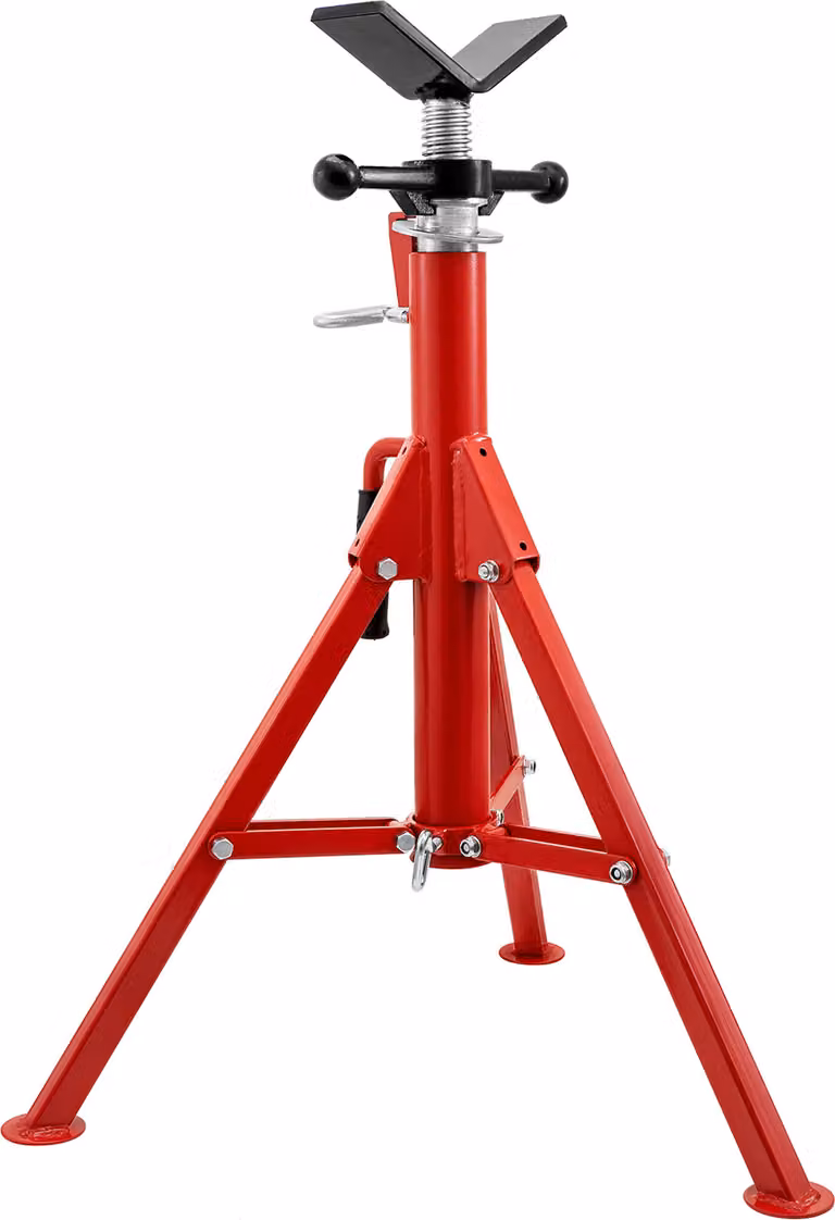 SucceBuy Supporto per tubi con testa a V, capacità di carico 1/8" - 12", altezza regolabile 28" - 52", supporto per martinetto per tubi, capacità di carico 2500 lb, portatile, pieghevole, corpo Acciaio al carbonio, più resistente