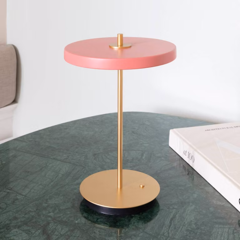 UMAGE Lampada da tavolo a LED Asteria Move, dimmerabile, Violetto / Fucsia / Rosa, Soggiorno / Sala da pranzo, Metallo, Design, Lampada da tavolo LED