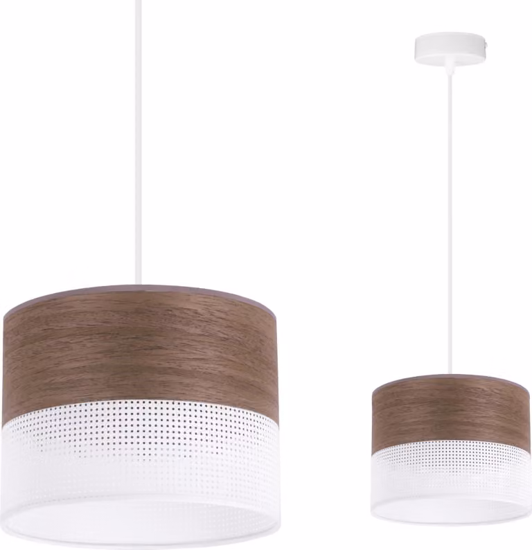 Lampada A Sospensione Singola, Paralume In Impiallacciato Di Noce 20 Cm