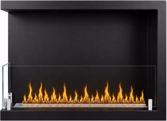 Sutri 60 - Camino a Bioetanolo da Incasso Angolare Sinistro 60x45x22,4 cm con Bruciatore 1,5lt in Acciaio