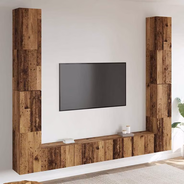 Set di 6 mobili TV da parete vidaXL in legno marrone per soggiorno in stile moderno