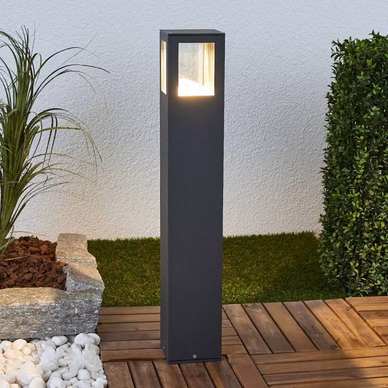 Lampioncino da giardino Nicola Lucande, Nero, Alluminio, Moderno, Lampada LED da esterni