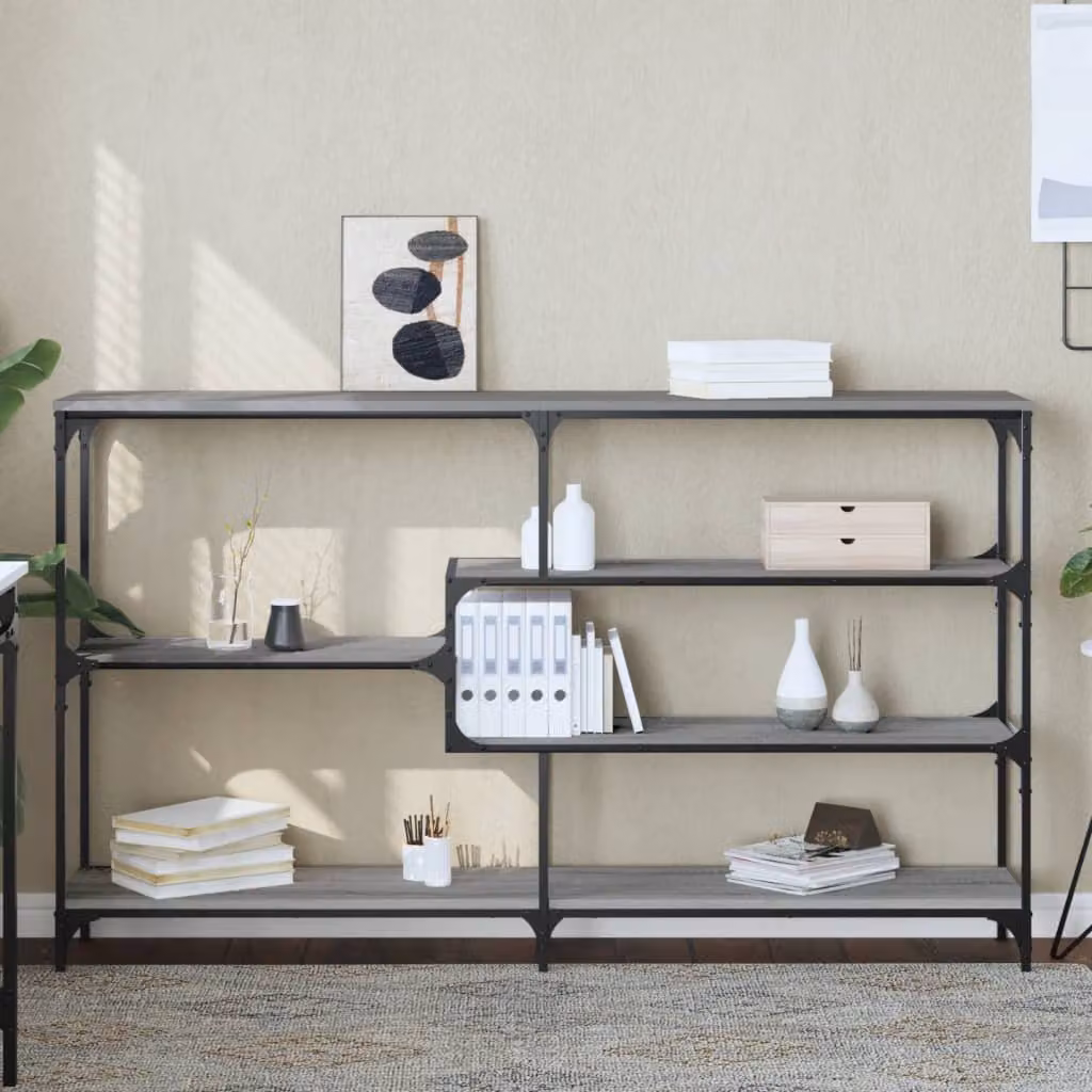 vidaXL Tavolo Consolle in Legno Multistrato Grigio Sonoma L: 160 cm, P: 32 cm, H: 95 cm