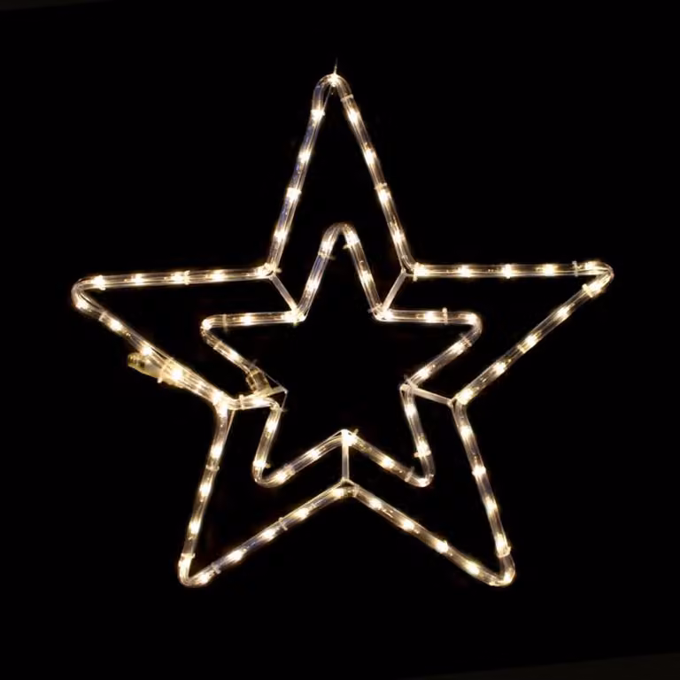 ACA Decorazione luminosa per esterno a forma di stella di Natale, 60 LED, filo flessibile da 2,5 m, bianco caldo, IP44, 46 cm, cavo di alimentazione da 1,5 m X081811116