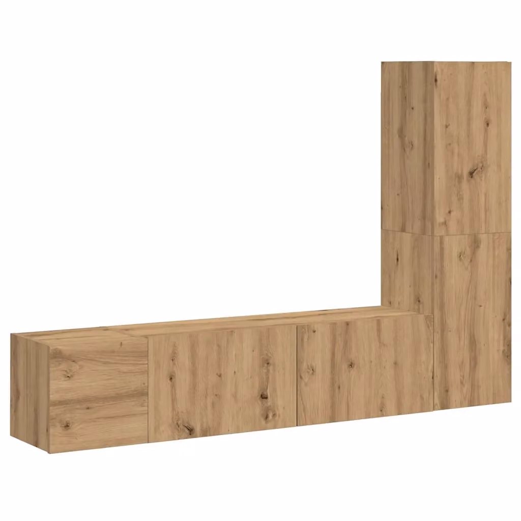 Set di mobili TV da parete vidaXL in legno multistrato marrone moderno per soggiorno – 2
