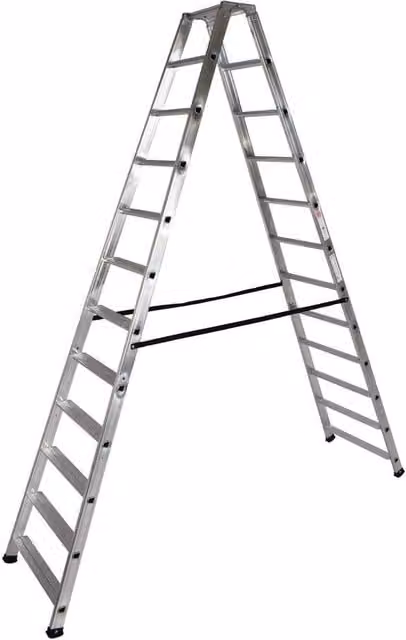 Scala a Doppia Salita Professionale in Alluminio Gierre Colore Argento con 4 Gradini e Piedini in Gomma