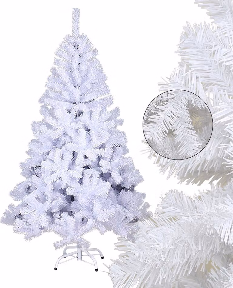 Jayseuw 210cm albero di Natale artificiale con 900 punte in PVC, albero di Natale con supporto, albero di Natale artificiale bianco