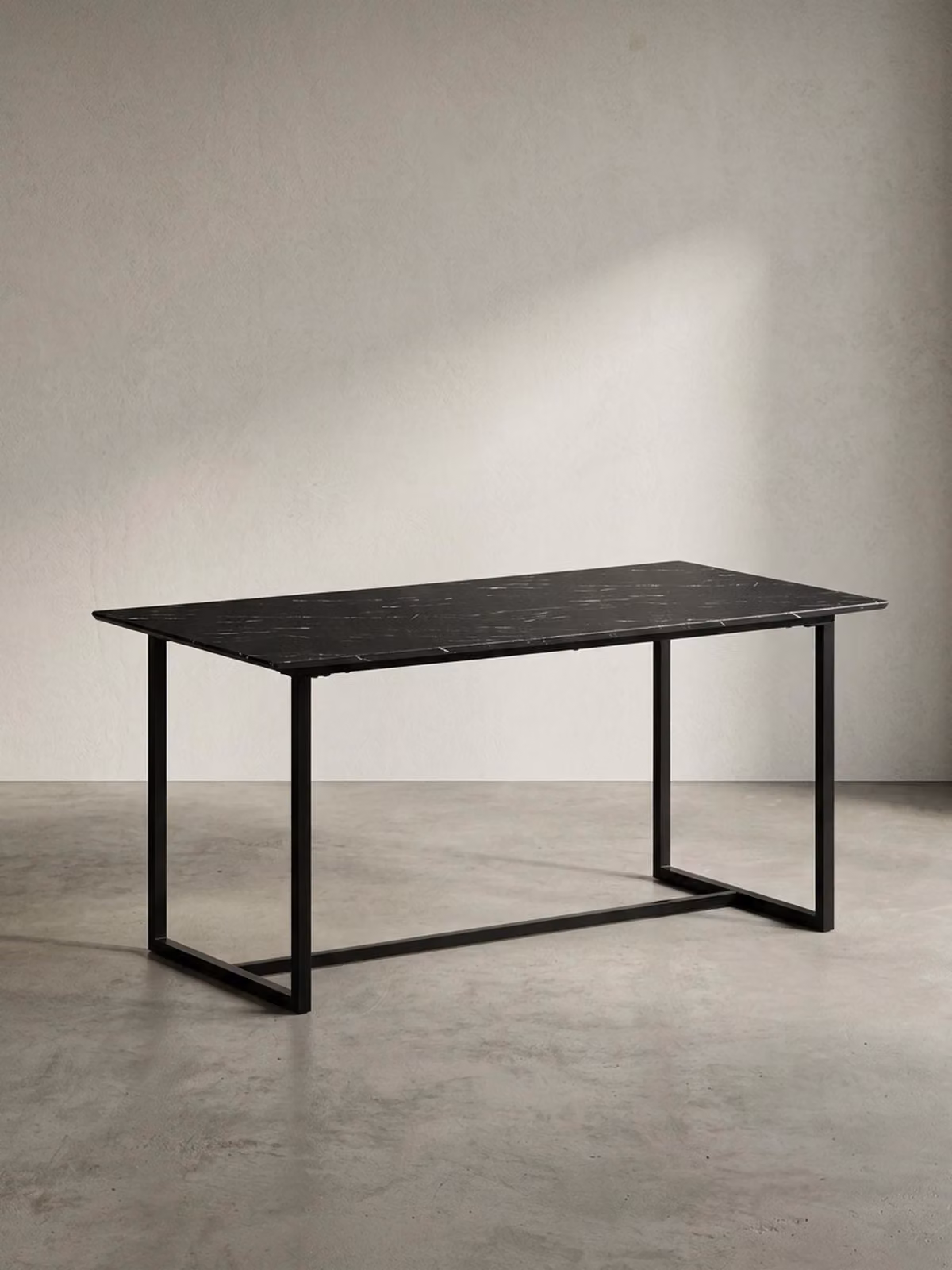 Tavolo da pranzo 200x90x76 cm, tavolo da cucina nero effetto marmo, moderno, tavolo da pranzo grande, tavolo da pranzo rettangolare, tavolo da pranzo con gambe in metallo