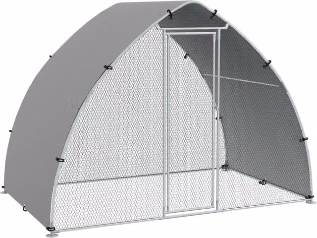 Recinto Esterno per Pollaio e Voliera Minimal in Acciaio Galvanizzato Grigio 2.4x2.4m