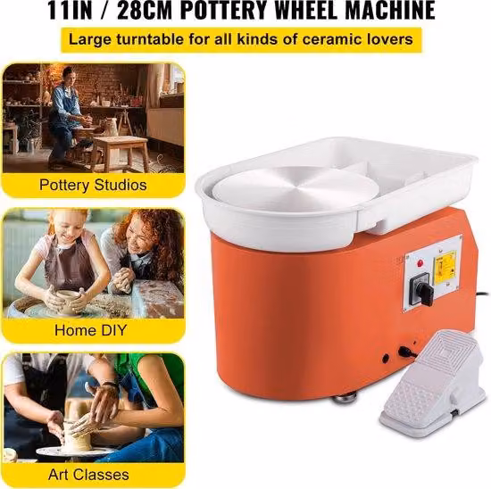 Levigatrice elettrica a tazza - 350 W - 28 cm - con pedale e impugnatura - Arancione
