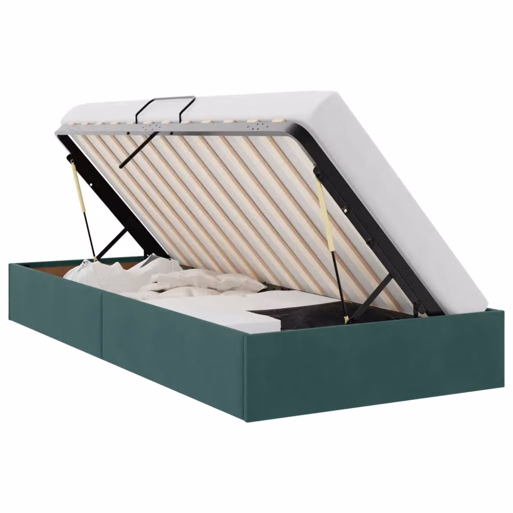 Letto ottomano moderno vidaXL in velluto verde con contenitore a sollevamento L/P/H: 204 x 100 x 140 cm – 2