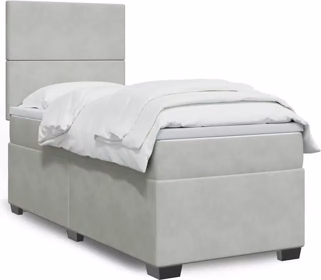 Letto Ibrido con Materasso e Struttura in Velluto Grigio e Bianco vidaXL L/P/H: 200 x 80 x 150,5 cm