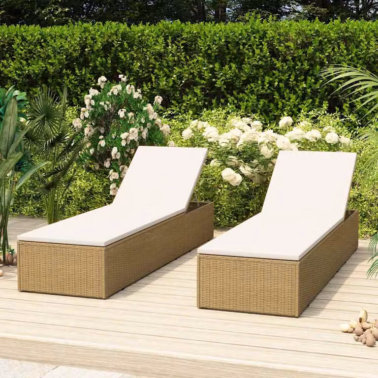 vidaXL Lettino Prendisole in Polyrattan Marrone e Bianco con Poggiatesta Regolabile