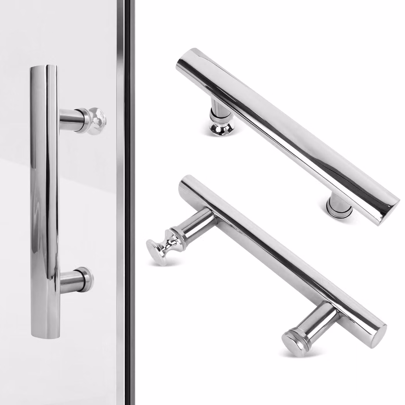 Maniglie per porte doccia RVS con pomelli in plastica