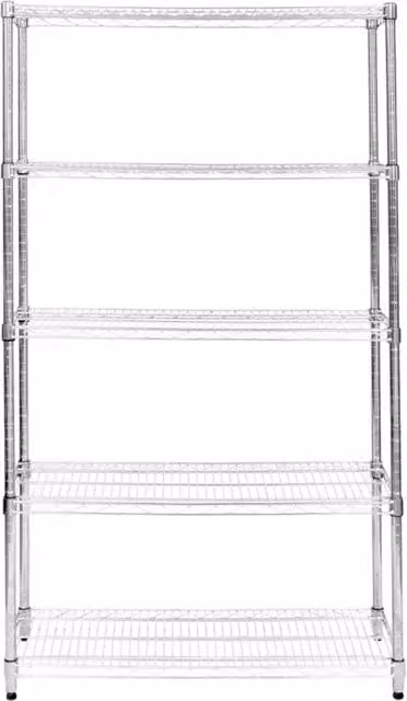 Scaffalatura componibile in metallo MONSTER SHOP con 5 ripiani regolabili, colore argento, H 180 x L 120 x P 45 cm – 1