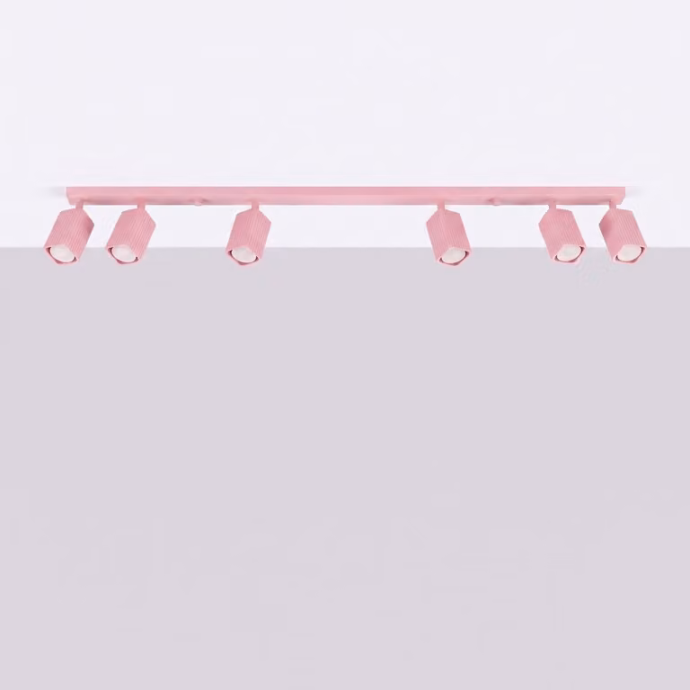 Plafoniera RAYO 6L rosa 6xGU10 10W alluminio 16,5x6x117cm Sollux Lighting