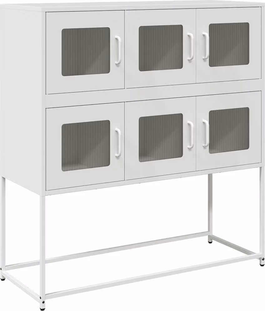 Credenza Bianca 100,5x39x107 cm in Acciaio Laminato a Freddo