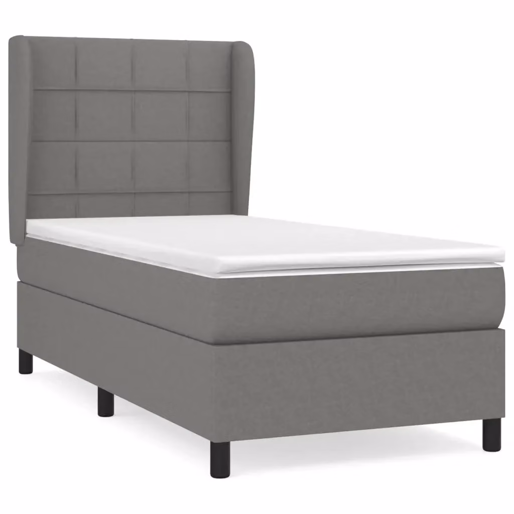 Letto Ibrido vidaXL con Giroletto a Molle e Materasso in Tessuto Grigio e Bianco L/P/H: 203 x 83 x 128 cm – 2