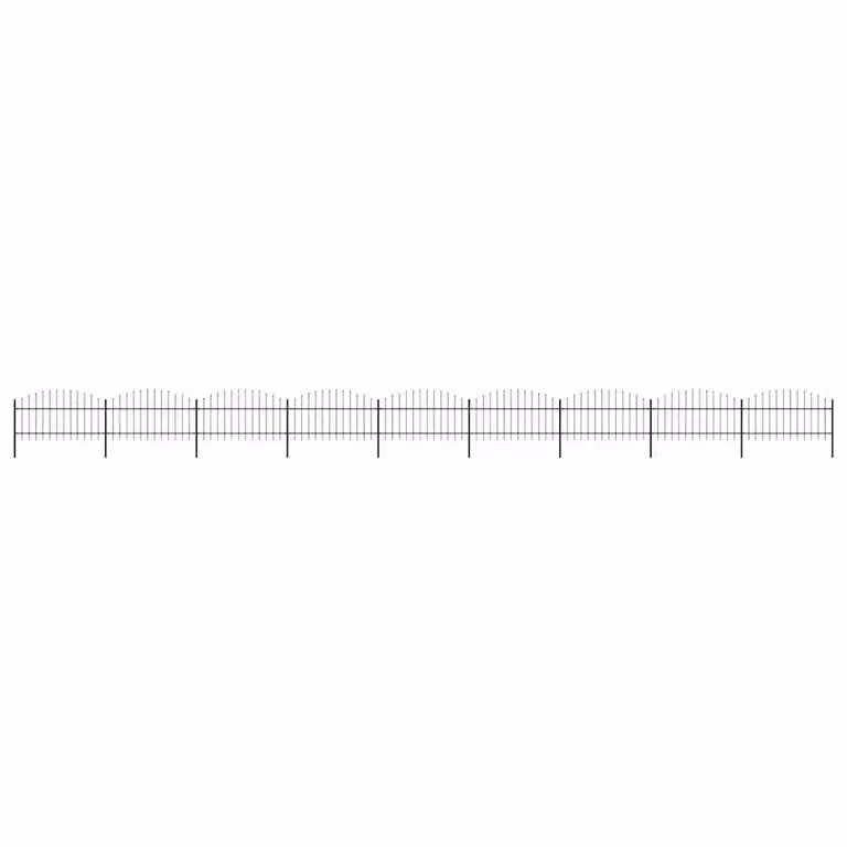 Recinzione da giardino con punta a lancia in acciaio vidaXL, Nero, L: 1580 cm, H: 125 cm